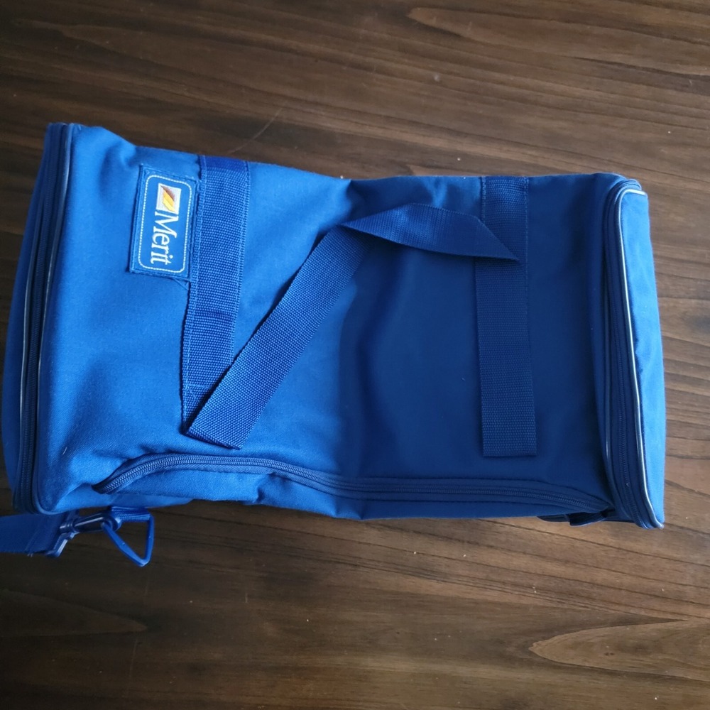 Vintage Brand New Unisex Rare  80's Merit Logo Blue Duffle/Travel Bag Tobacciana